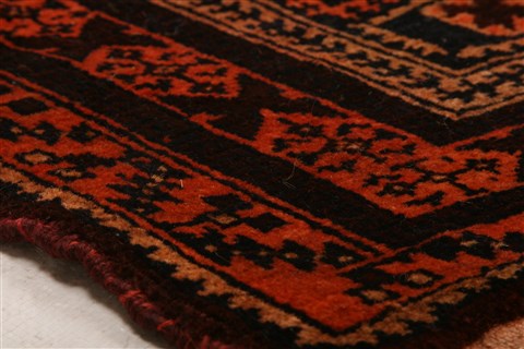 Baluch Orange Hand Knotted 33 X 47 Area Rug 253-28459 Image 1