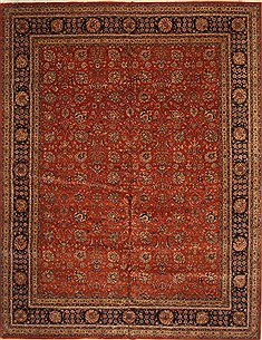 Indian Pishavar Red Rectangle 12x15 ft Wool Carpet 28468
