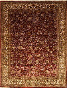 Indian Kashmar Beige Rectangle 12x15 ft Wool Carpet 28470