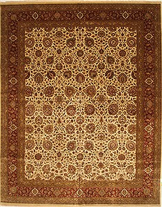 Indian Tabriz Beige Rectangle 12x15 ft Wool Carpet 28478