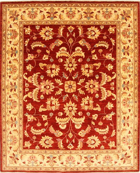 Pishavar Red Hand Knotted 66 X 80 Area Rug 250-28483 Image 0