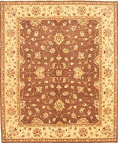 Indian Pishavar Beige Square 7 to 8 ft Wool Carpet 28488