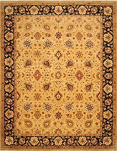 Indian Pishavar Beige Rectangle 12x15 ft Wool Carpet 28508