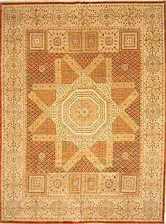 Pishavar Orange Hand Knotted 11'9" X 15'7"  Area Rug 250-28512