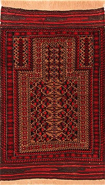 Afghan Baluch Brown Rectangle 3x4 ft Wool Carpet 28513