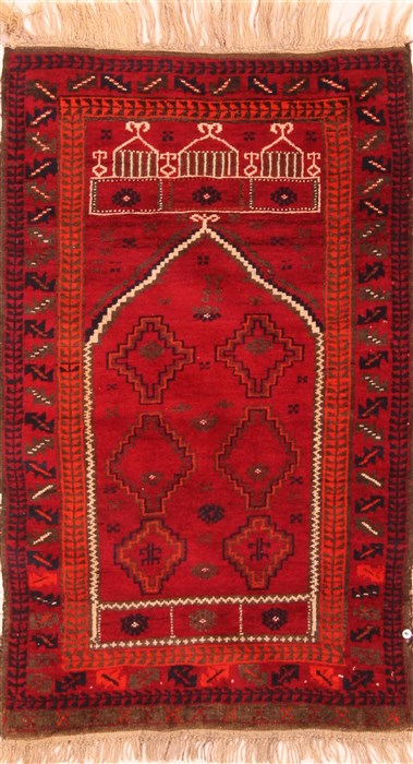 Baluch Red Hand Knotted 20 X 33 Area Rug 253-28515 Image 0