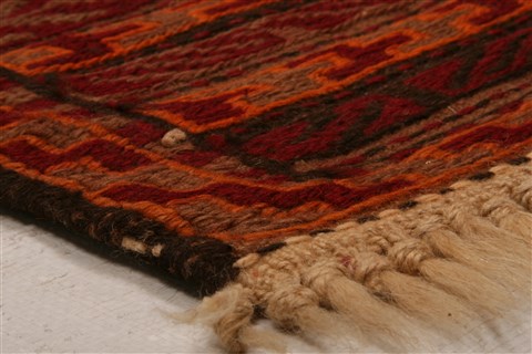 Baluch Orange Hand Knotted 211 X 49 Area Rug 253-28522 Image 2