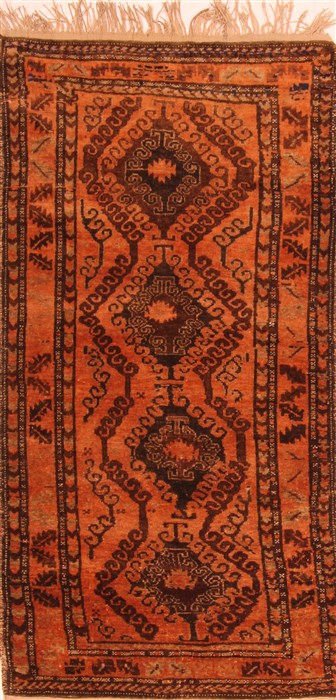 Baluch Orange Hand Knotted 30 X 59 Area Rug 253-28526 Image 0