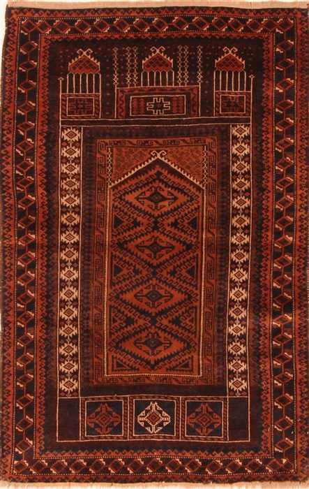 Baluch Red Hand Knotted 31 X 49 Area Rug 253-28536 Image 0