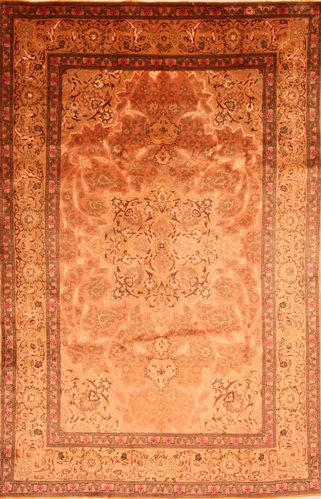 Tabriz Brown Hand Knotted 67 X 107 Area Rug 100-28541 Image 0
