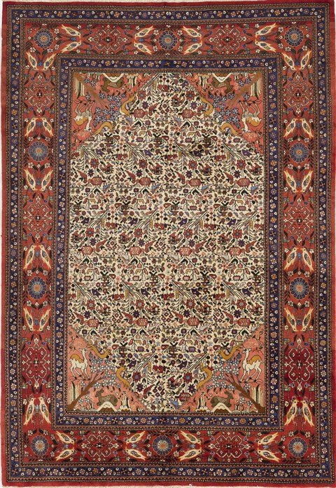Hamedan White Hand Knotted 68 X 90  Area Rug 500-28548 Image 0