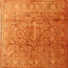 Persian Joshaghan Yellow Square 7 to 8 ft Wool Carpet 28550