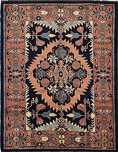 Persian sarouk Blue Rectangle 5x8 ft Wool Carpet 28553