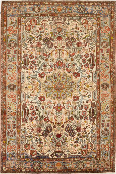 Hamedan White Hand Knotted 67 X 100  Area Rug 500-28555 Image 0