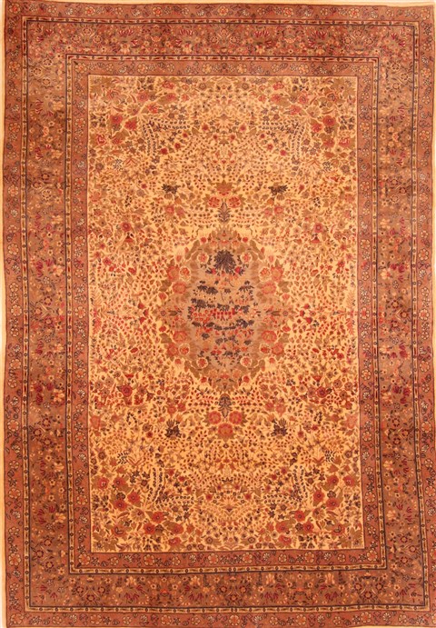 Kerman Beige Hand Knotted 69 X 100 Area Rug 253-28557 Image 0