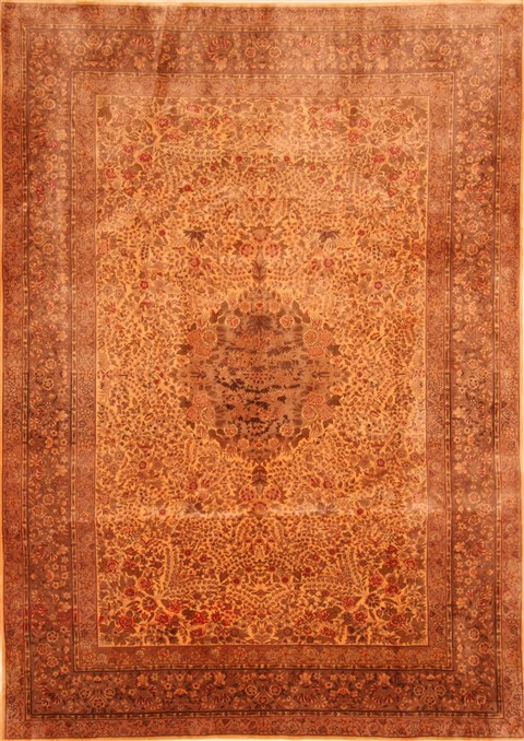 Kerman Brown Hand Knotted 610 X 99 Area Rug 253-28558 Image 0