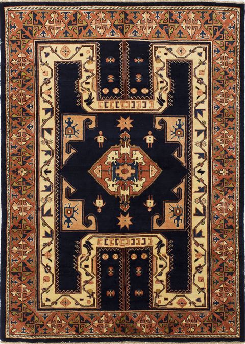 Sarouk Black Hand Knotted 54 X 74  Area Rug 500-28559 Image 0