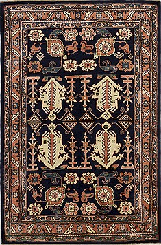 Persian sarouk Blue Rectangle 5x8 ft Wool Carpet 28561