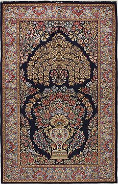 Sarouk Blue Hand Knotted 3'6" X 5'5"  Area Rug 500-28564