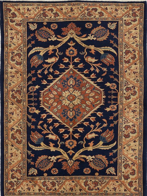 Sarouk Blue Hand Knotted 58 X 78  Area Rug 500-28565 Image 0