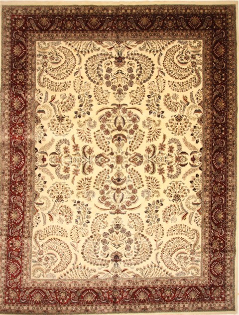 Tabriz Beige Hand Knotted 119 X 150 Area Rug 250-28566 Image 0