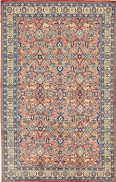 Varamin Red Hand Knotted 6'4" X 10'0"  Area Rug 500-28569