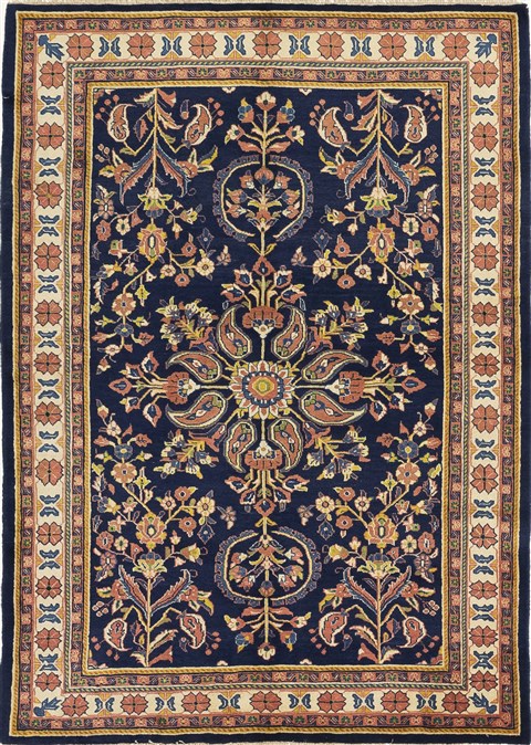 Sarouk Blue Hand Knotted 49 X 67  Area Rug 500-28570 Image 0