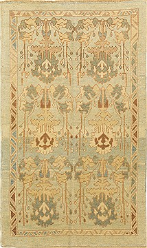 Turkish Oushak Green Rectangle 5x7 ft Wool Carpet 28573