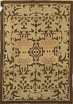 Turkish Oushak Brown Rectangle 5x7 ft Wool Carpet 28575