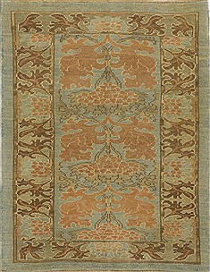 Turkish Oushak Green Rectangle 5x7 ft Wool Carpet 28580