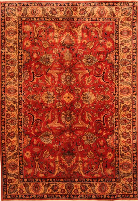 Tabriz Red Hand Knotted 67 X 93 Area Rug 100-28582 Image 0