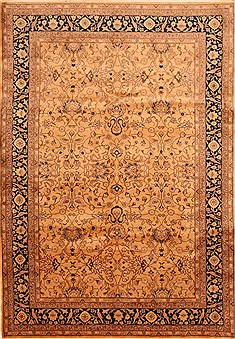 Tabriz Beige Hand Knotted 6'7" X 9'7"  Area Rug 100-28593