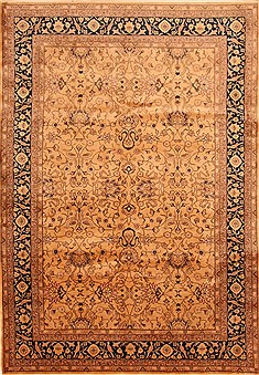 Turkish Tabriz Beige Rectangle 7x10 ft Wool Carpet 28593