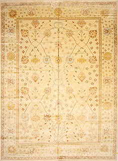 Turkish Oushak Beige Rectangle 12x15 ft Wool Carpet 28594