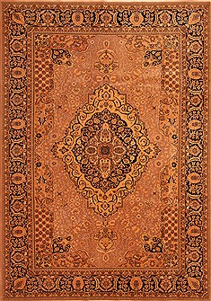 Romania Tabriz Brown Rectangle 7x10 ft Wool Carpet 28595