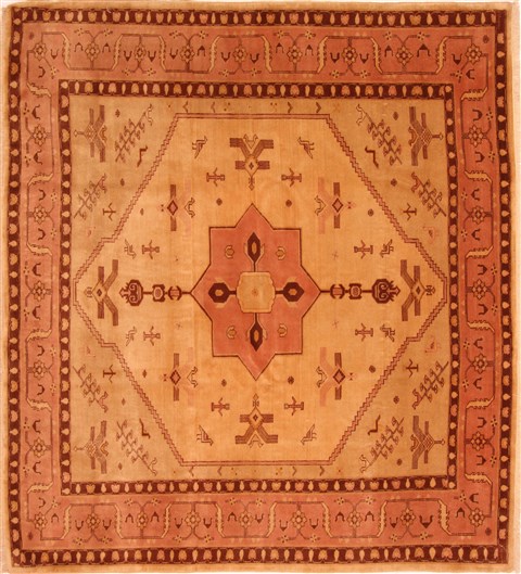 Kazak Red Square Hand Knotted 74 X 80 Area Rug 253-28603 Image 0