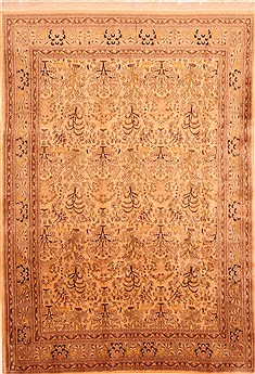 Pak-Persian Yellow Hand Knotted 6'8" X 9'10"  Area Rug 100-28609