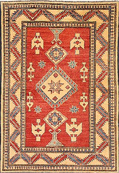 Pakistani Kazak Red Rectangle 3x5 ft Wool Carpet 28623