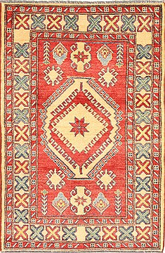 Pakistani Kazak Red Rectangle 3x5 ft Wool Carpet 28631