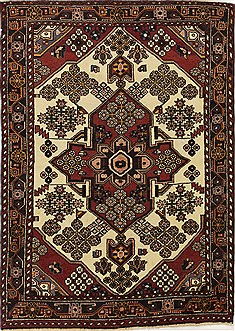 Hamedan White Hand Knotted 4'5" X 6'3"  Area Rug 500-28639
