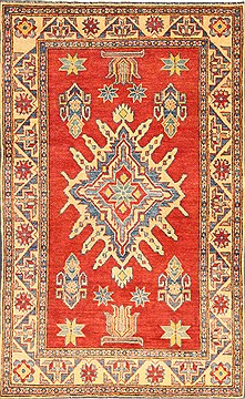 Pakistani Kazak Red Rectangle 3x5 ft Wool Carpet 28644