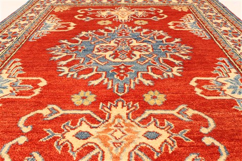 Kazak Orange Hand Knotted 38 X 411 Area Rug 250-28648 Image 4