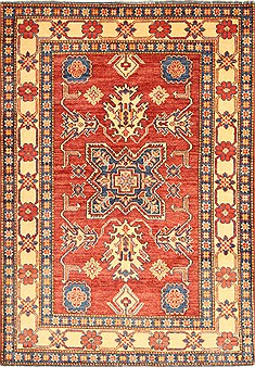 Pakistani Kazak Red Rectangle 4x6 ft Wool Carpet 28650