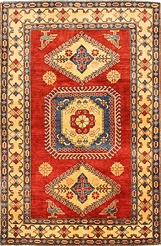 Pakistani Kazak Red Rectangle 4x6 ft Wool Carpet 28651