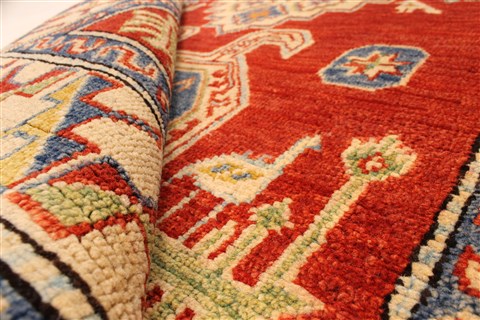 Kazak Orange Hand Knotted 36 X 67 Area Rug 250-28656 Image 6