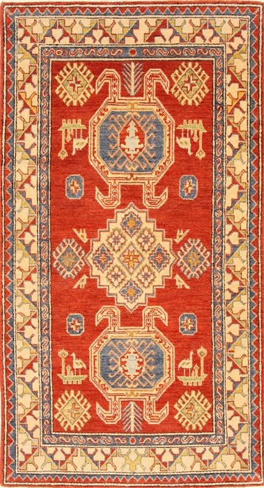 Kazak Orange Hand Knotted 36 X 67 Area Rug 250-28656 Image 0