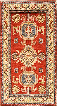 Kazak Orange Hand Knotted 3'6" X 6'7"  Area Rug 250-28656