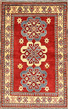 Pakistani Kazak Red Rectangle 4x6 ft Wool Carpet 28660