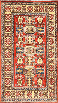 Pakistani Kazak Red Rectangle 3x5 ft Wool Carpet 28663