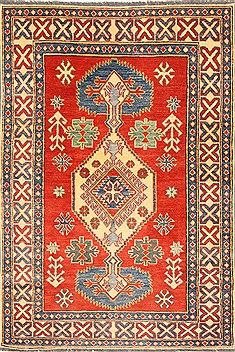 Pakistani Kazak Red Rectangle 4x6 ft Wool Carpet 28668
